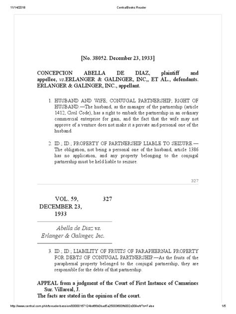 CONCEPCION ABELLA DE DIAZ v. ERLANGER .